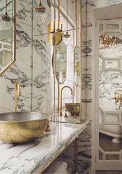 Bathroom design marble and gold