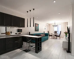 Studio apartments kitchen design with living room