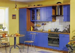 Yellow and blue kitchen design