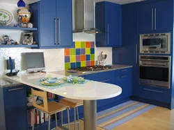 Yellow and blue kitchen design