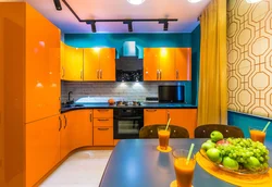 Yellow and blue kitchen design