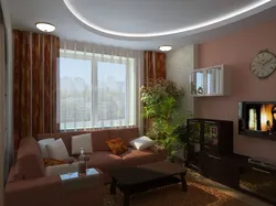 Design of a living room with a balcony in an apartment