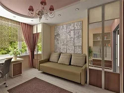 Design Of A Living Room With A Balcony In An Apartment