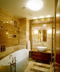 Светильники в ванной в интерьере ванной
