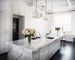 White kitchen interior with white countertop