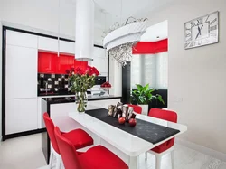 Photo Red Kitchen Living Room
