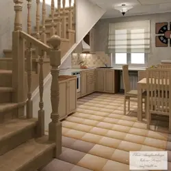 Staircase and kitchen design photo