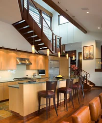 Staircase and kitchen design photo