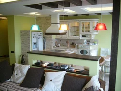 Organize the kitchen with the living room photo