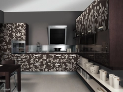 Black Wallpaper In The Kitchen In The Interior