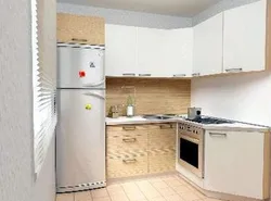 Small Kitchens In Khrushchev Corner Photos With A Column And A Refrigerator