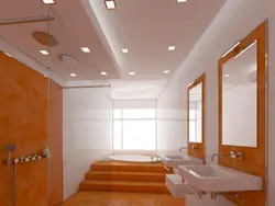 Plasterboard ceiling in the bathroom photo