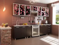 Black kitchen facade with flowers photo