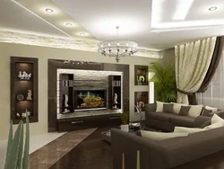 Beige-brown living room interior