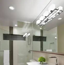 Lamps on the ceiling in the bathroom photo