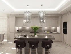 Kitchen living room interior in modern classic style photo