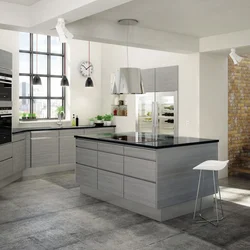 Kitchen design light gray floor