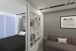 Bedroom interior with division of zones