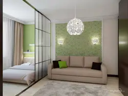Design of a room with a bed and a sofa in a studio apartment