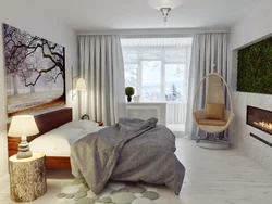 Дизайн интерьера спальни с одним окном
