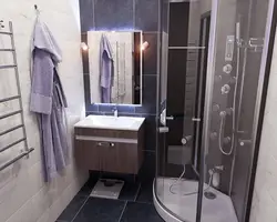 Сучасны дызайн ваннай з душавой кабінай у маленькіх ванных