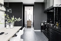 Бело серо черная кухня в интерьере фото