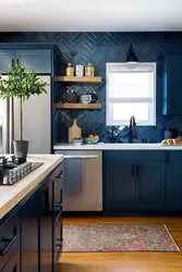 Kitchen Design With Blue Wallpaper