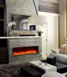 Electric Fireplace In The Kitchen Interior