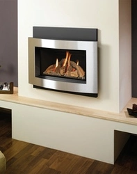 Electric fireplace in the kitchen interior