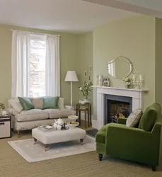Beige olive living room interior