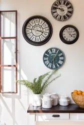 Kitchen interior with clock on the wall