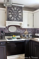 Kitchen Interior With Clock On The Wall