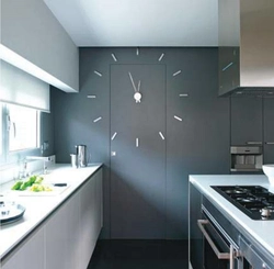 Kitchen interior with clock on the wall
