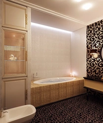Bath design with gold tiles
