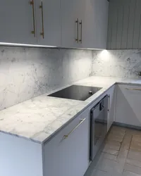 White Marquina Marble In The Kitchen Interior Photo