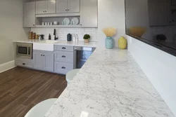 White Marquina marble in the kitchen interior photo