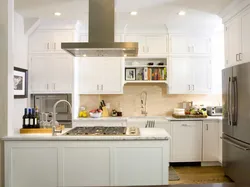 White kitchen beige refrigerator photo