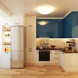Белая кухня бежевый холодильник фото