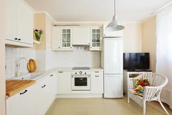 White Kitchen Beige Refrigerator Photo