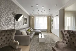 Light gray and beige in the living room interior