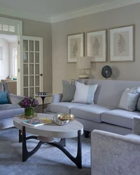 Light gray and beige in the living room interior