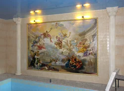 Ванна бөлмесінің фотосуретіндегі бүкіл қабырғадағы панель