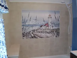 Panel On The Entire Wall In The Bathroom Photo