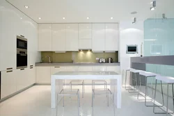 White Kitchen Up To The Ceiling In The Interior Photo