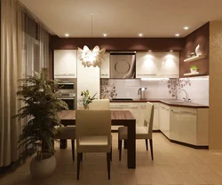 Kitchen Interior With Beige Ceiling