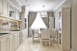 Kitchen interior 16 sq m in modern style