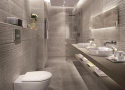 Bathroom design with large tiles photo