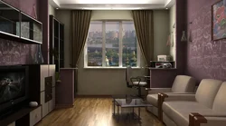 Дизайн прямоугольной комнаты с балконом гостиная
