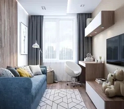 Design Of A Rectangular Room With A Balcony Living Room