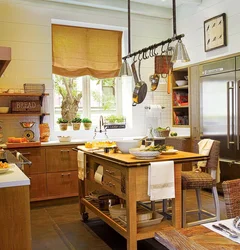 Country house kitchen design in rustic style